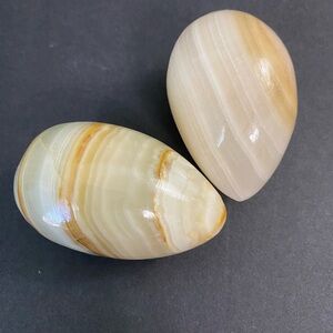 Alabaster Neutral Stone Eggs Decor Set of 2